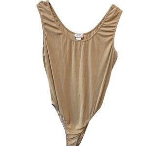 Max Mara Womens Sleeveless Bodysuit Top Nude Italy Made Size XL Minimalist